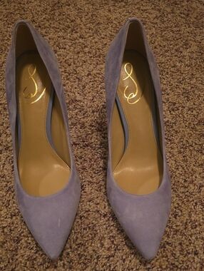 Suede Pointed-Toe Pumps in Lavender by Unknown Brand